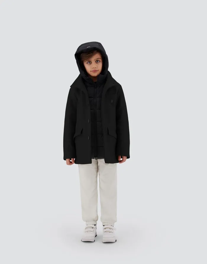 Herno COAT IN ECOWOOL AND NYLON CHAMONIX Black Kids Clothing