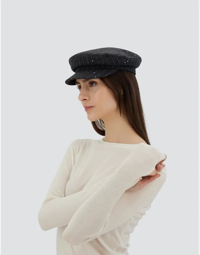 Herno HAT IN TWINKLE PINSTRIPED Grey Women Hats