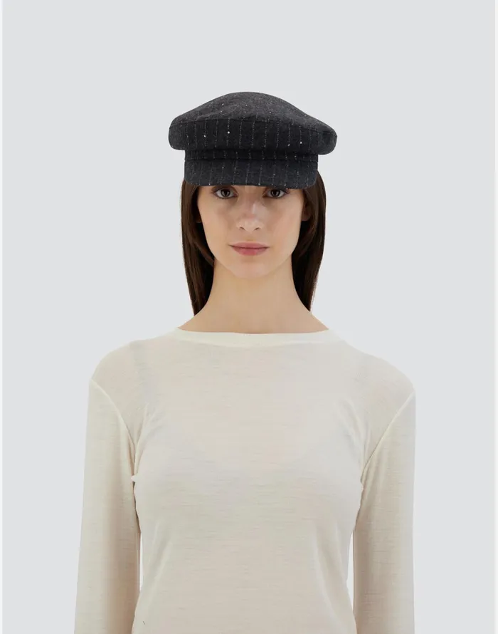 Herno HAT IN TWINKLE PINSTRIPED Grey Women Hats