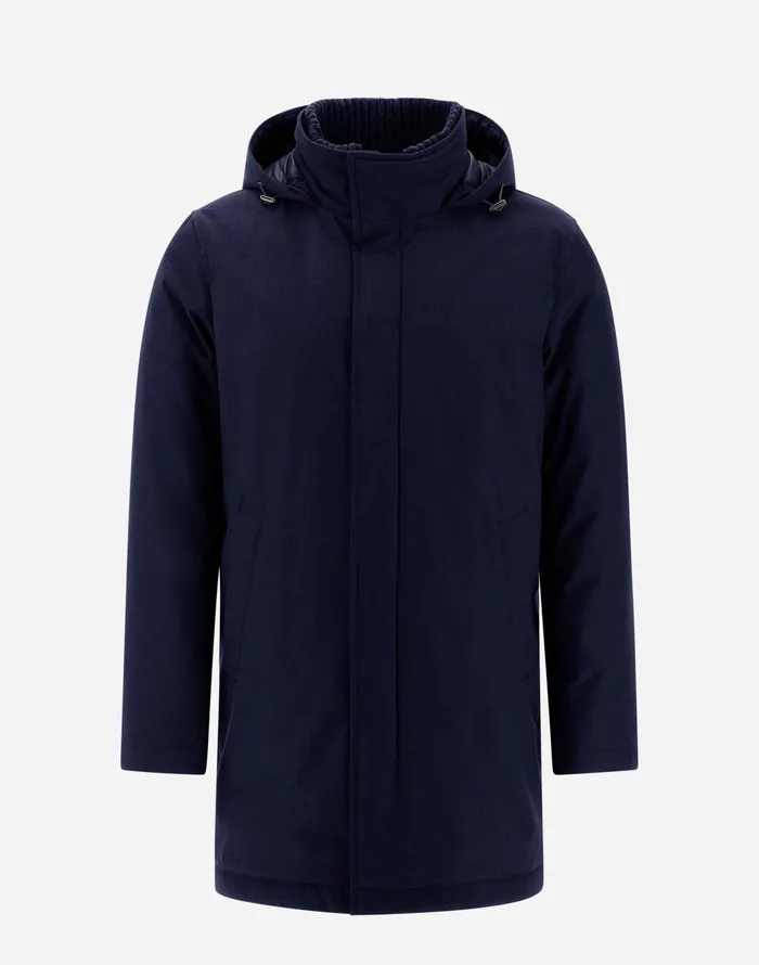 Herno JACKET IN NEW BUSINESS MEMBRANATED Navy Blue Men Long Down Jackets