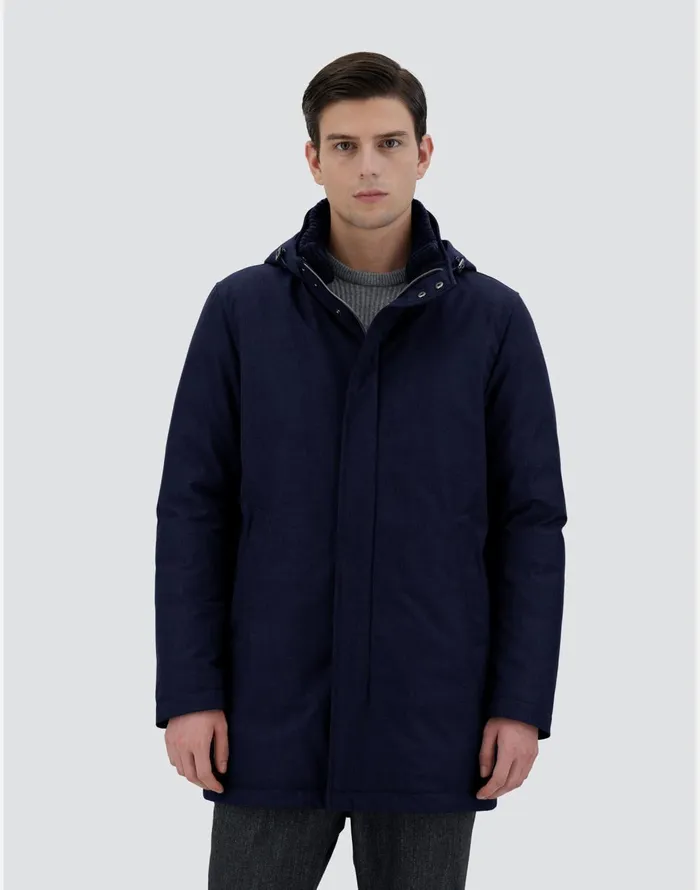 Herno JACKET IN NEW BUSINESS MEMBRANATED Navy Blue Men Long Down Jackets