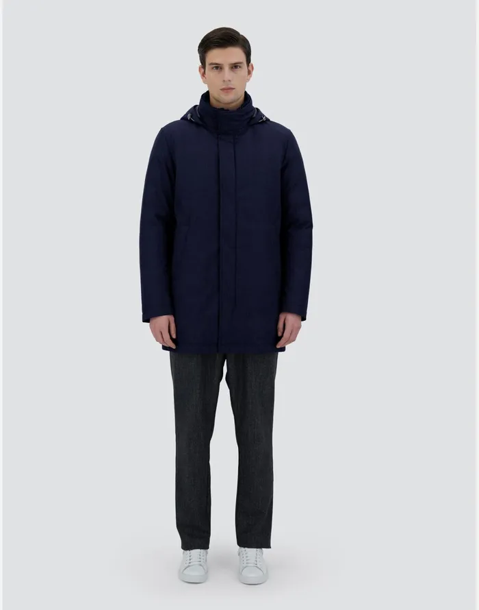 Herno JACKET IN NEW BUSINESS MEMBRANATED Navy Blue Men Long Down Jackets