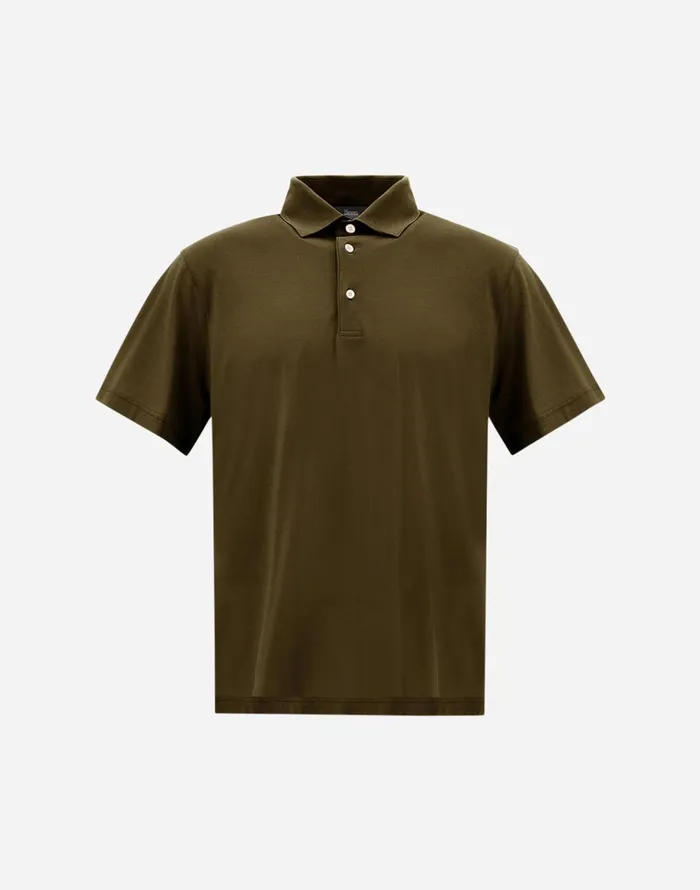 Herno JERSEY CREPE POLO SHIRT Military Green Men Tshirts and Polo Shirts