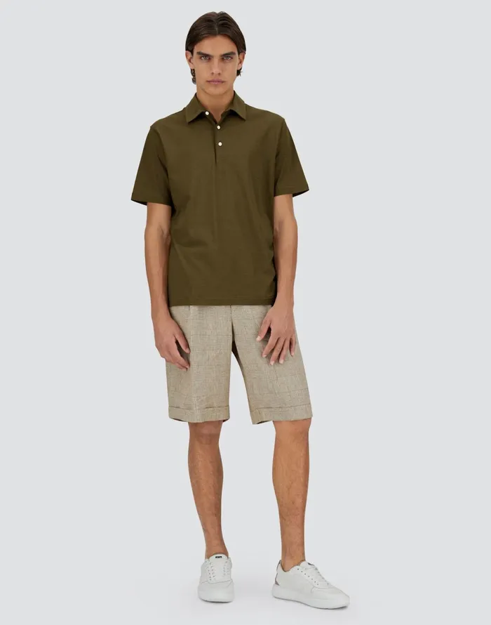Herno JERSEY CREPE POLO SHIRT Military Green Men Tshirts and Polo Shirts