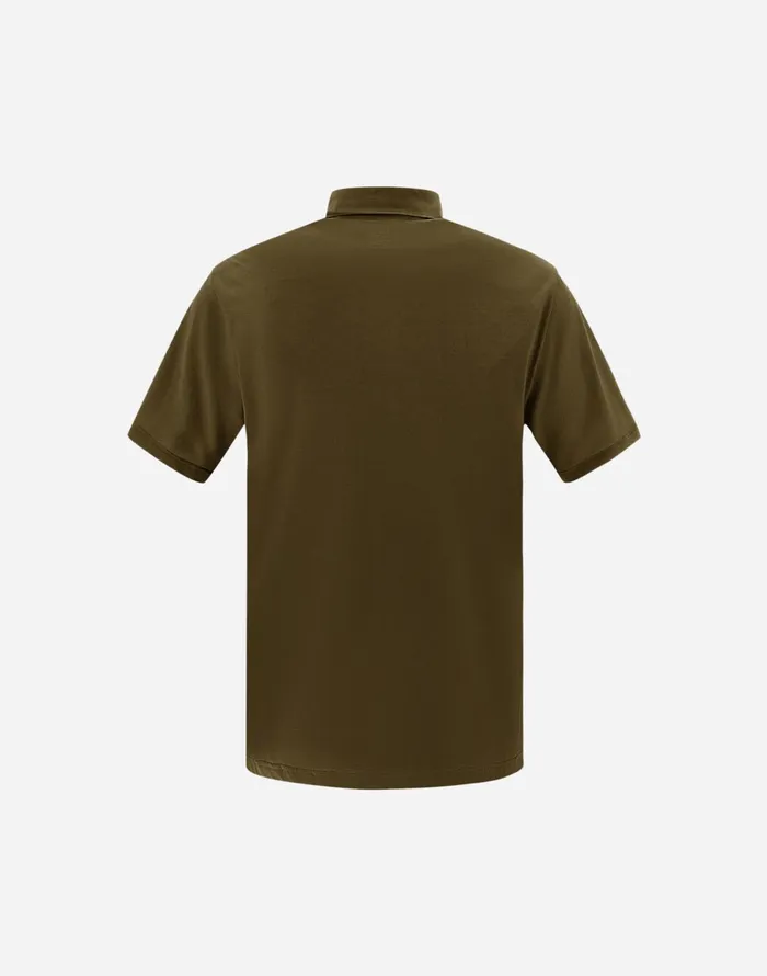 Herno JERSEY CREPE POLO SHIRT Military Green Men Tshirts and Polo Shirts