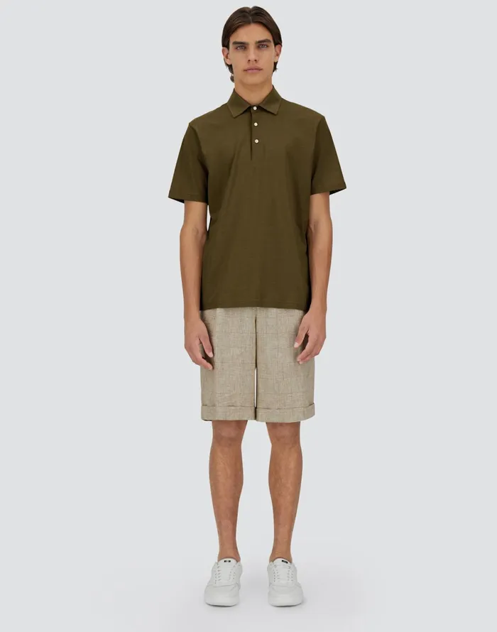 Herno JERSEY CREPE POLO SHIRT Military Green Men Tshirts and Polo Shirts