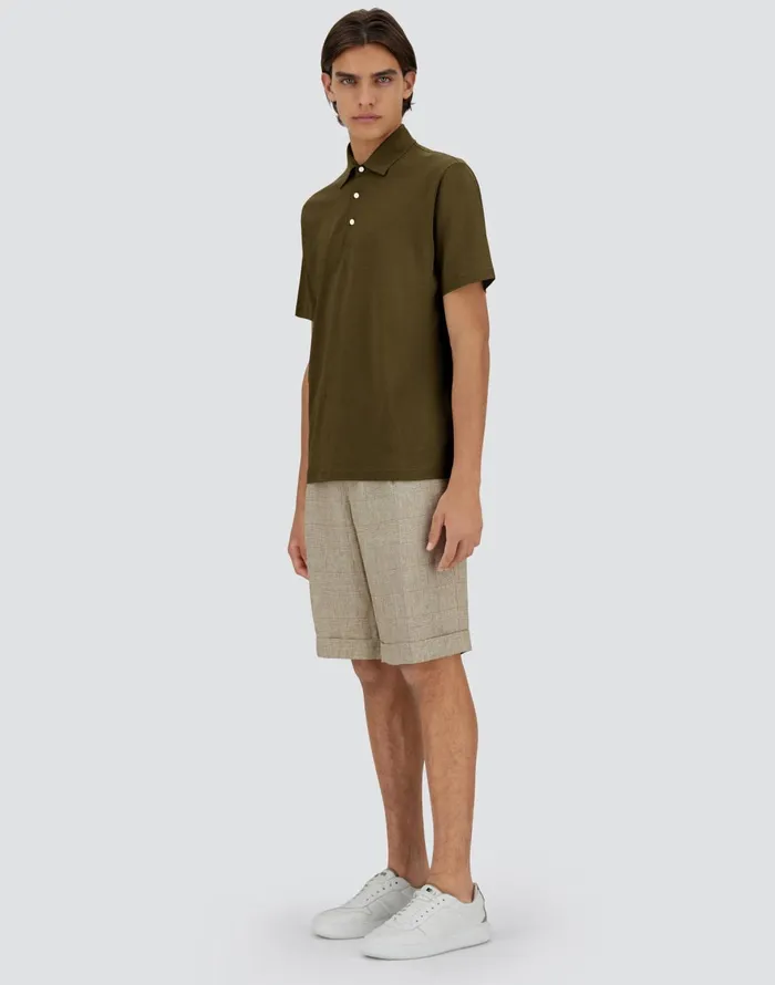 Herno JERSEY CREPE POLO SHIRT Military Green Men Tshirts and Polo Shirts