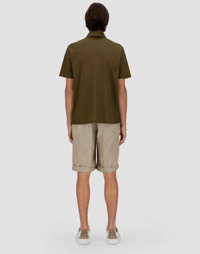 Herno JERSEY CREPE POLO SHIRT Military Green Men Tshirts and Polo Shirts