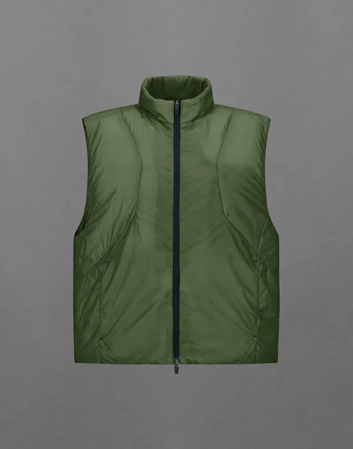 Herno LAMINAR GILET IN TRANSLUCENT RIPSTOP Olive Green Men Laminar Down Jackets