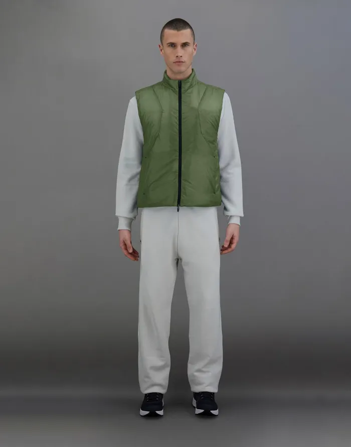 Herno LAMINAR GILET IN TRANSLUCENT RIPSTOP Olive Green Men Laminar Down Jackets