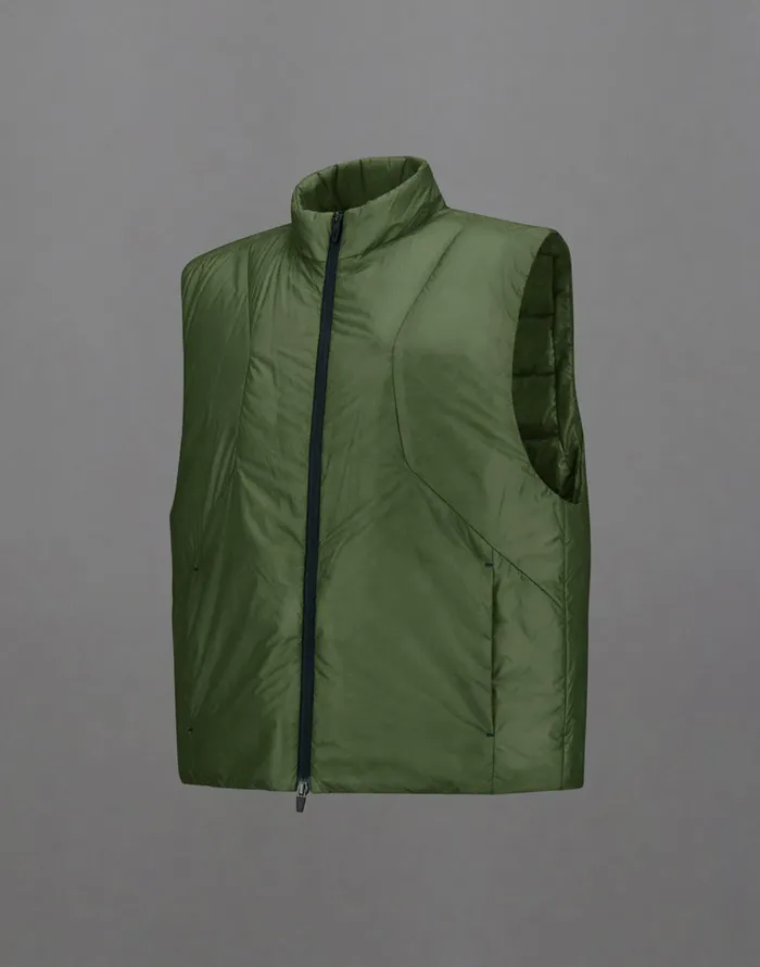 Herno LAMINAR GILET IN TRANSLUCENT RIPSTOP Olive Green Men Laminar Down Jackets