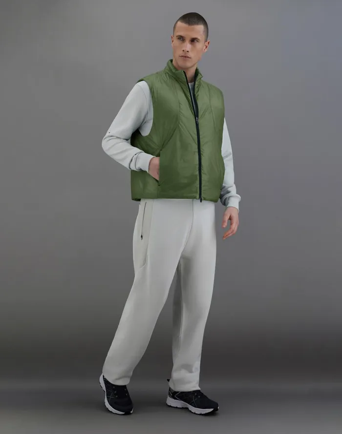 Herno LAMINAR GILET IN TRANSLUCENT RIPSTOP Olive Green Men Laminar Down Jackets