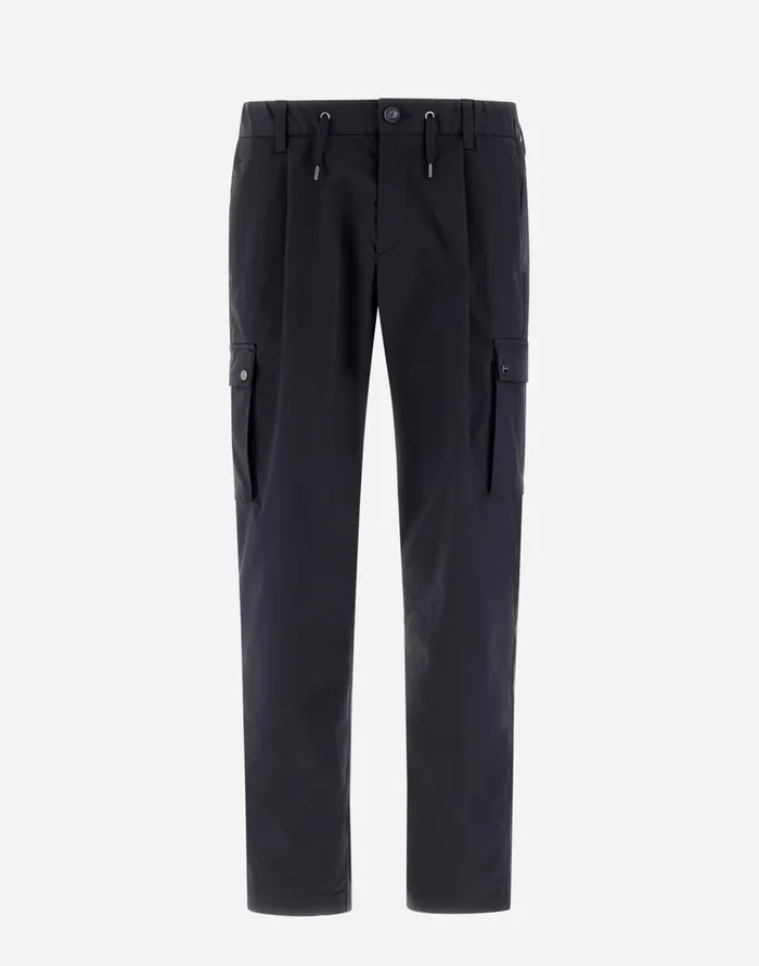 Herno RESORT TROUSERS IN COTTON FEEL Navy Blue Men Trousers