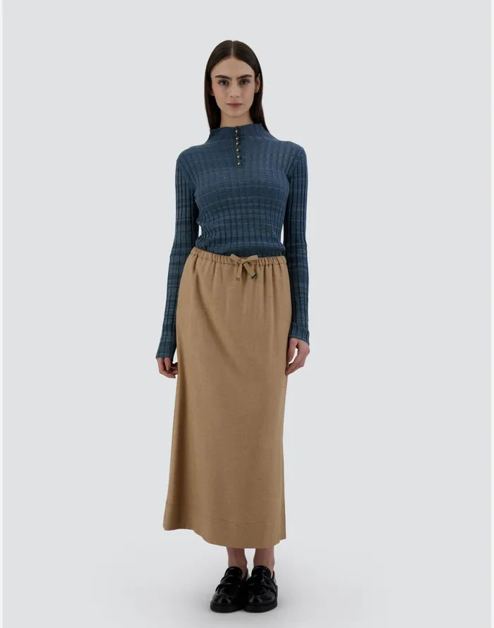 Herno SKIRT IN WINTER TOUCH Camel Women Skirts and Dresses