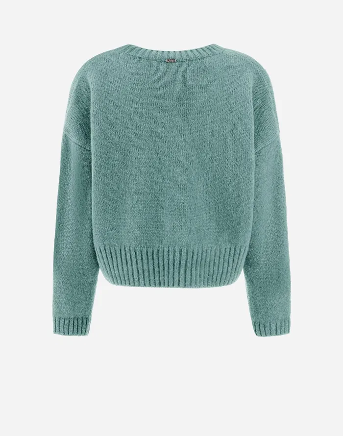 Herno SWEATER IN PLAINALPACA WOOL Green Women Knitwear