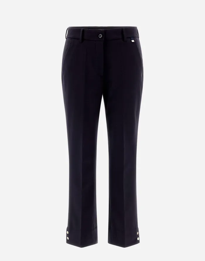 Herno TROUSERS IN SOFT WOOL Navy Blue Women Trousers