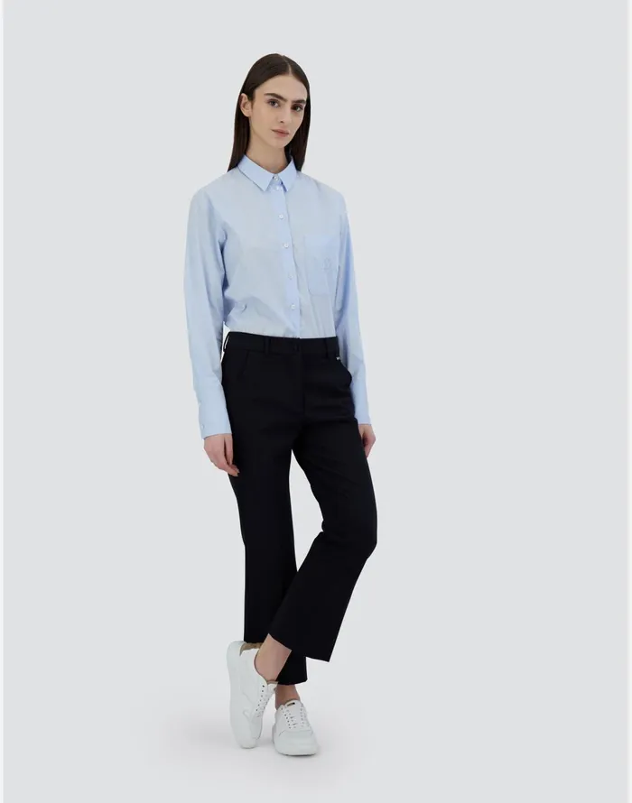Herno TROUSERS IN SOFT WOOL Navy Blue Women Trousers