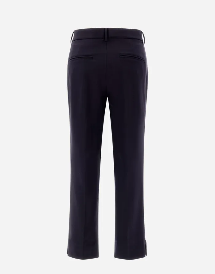 Herno TROUSERS IN SOFT WOOL Navy Blue Women Trousers