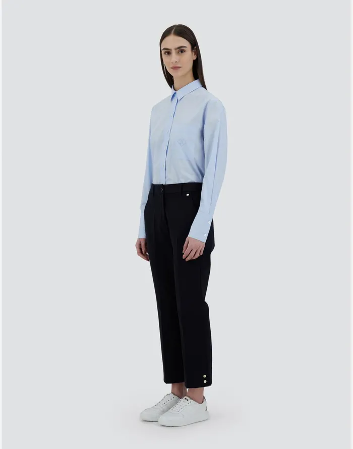 Herno TROUSERS IN SOFT WOOL Navy Blue Women Trousers
