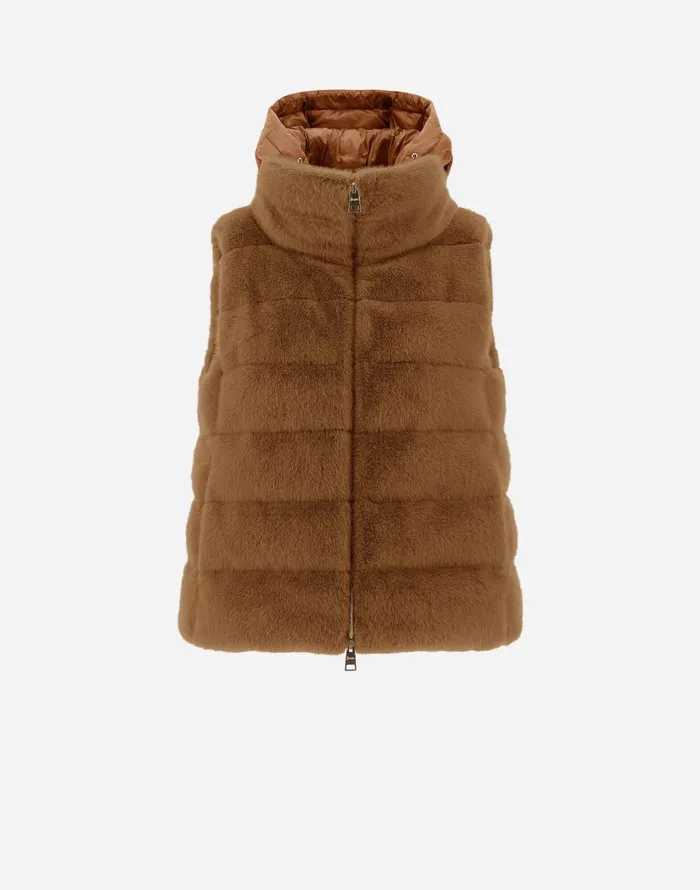 Herno VEST IN NEW LADY FAUX FUR Camel Women Vests