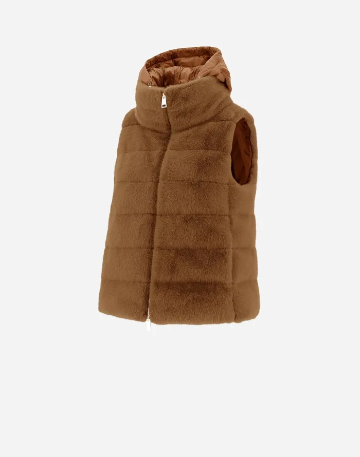 Herno VEST IN NEW LADY FAUX FUR Camel Women Vests