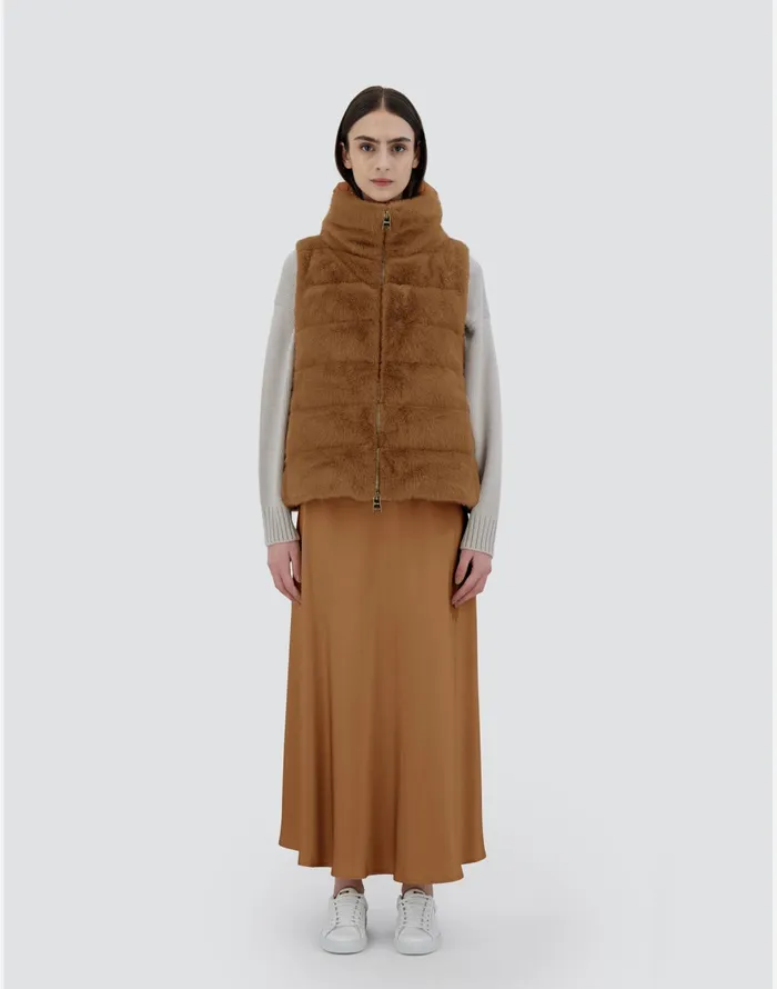 Herno VEST IN NEW LADY FAUX FUR Camel Women Vests