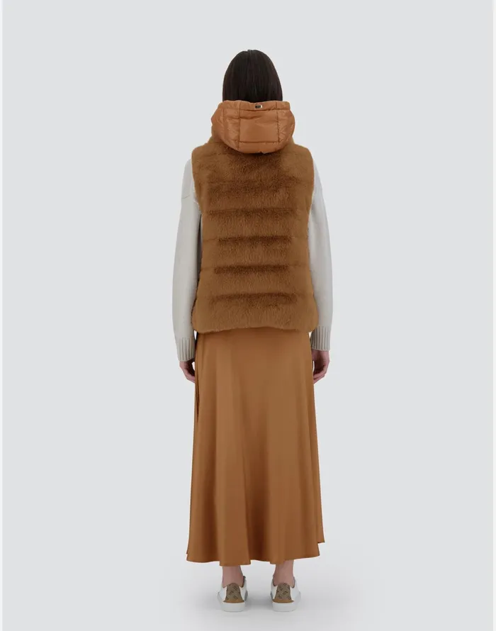 Herno VEST IN NEW LADY FAUX FUR Camel Women Vests