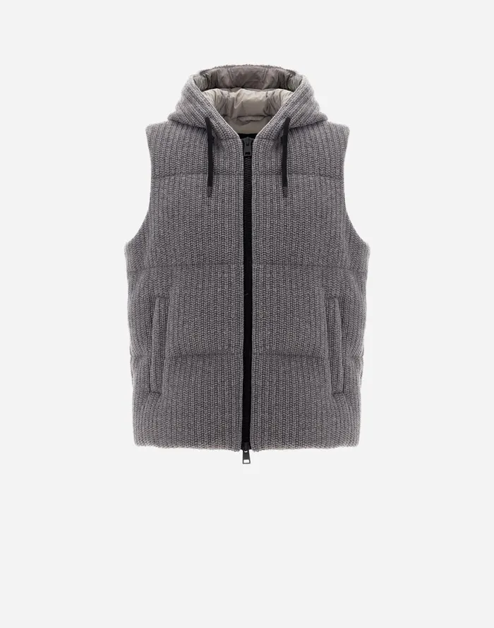 Herno VEST IN WEIGHTY KNIT Grey Men Vests