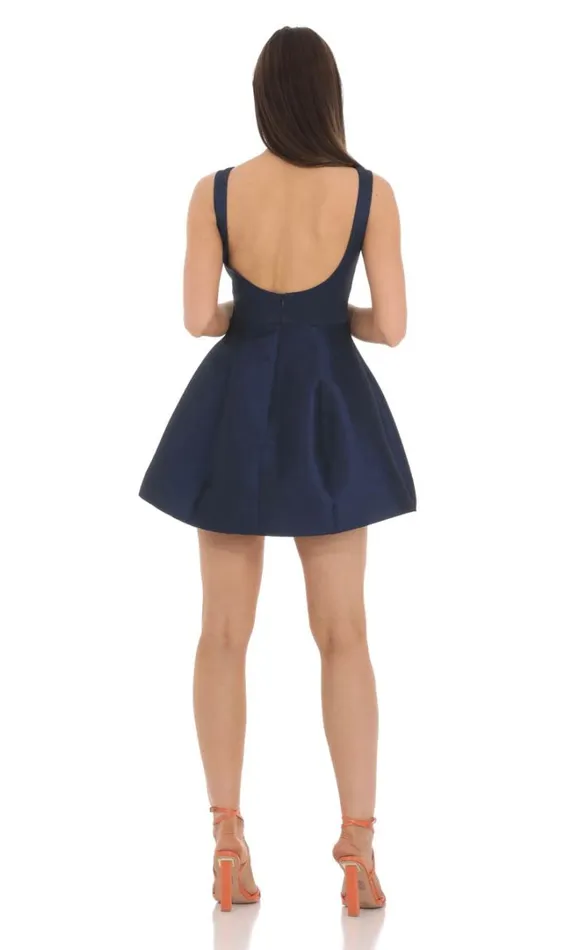 High Neck Open Back Flare Dress Navy Women LUCY IN THE SKY Mini Dresses High Neck Open Back Flare Dress Navy Women LUCY IN THE SKY Mini Dresses