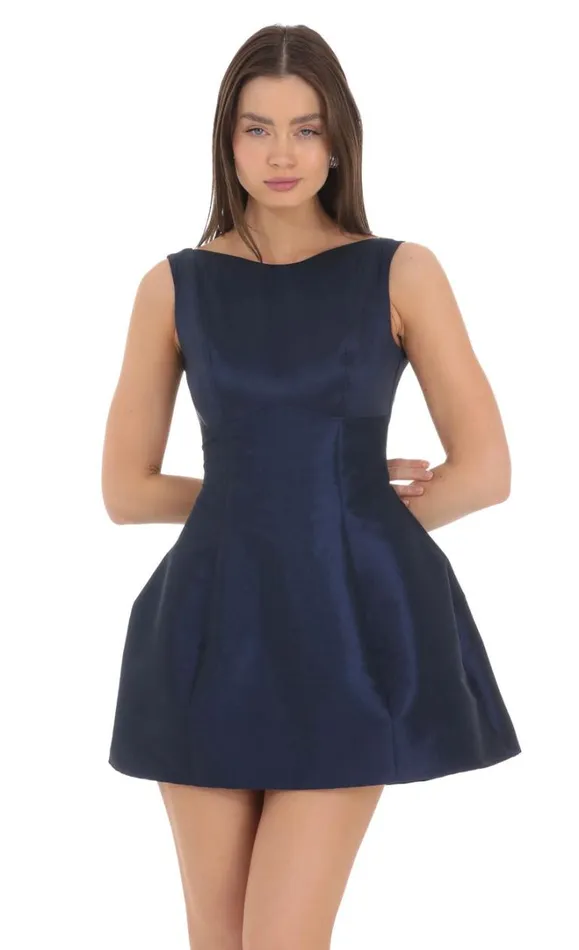 High Neck Open Back Flare Dress Navy Women LUCY IN THE SKY Mini Dresses High Neck Open Back Flare Dress Navy Women LUCY IN THE SKY Mini Dresses