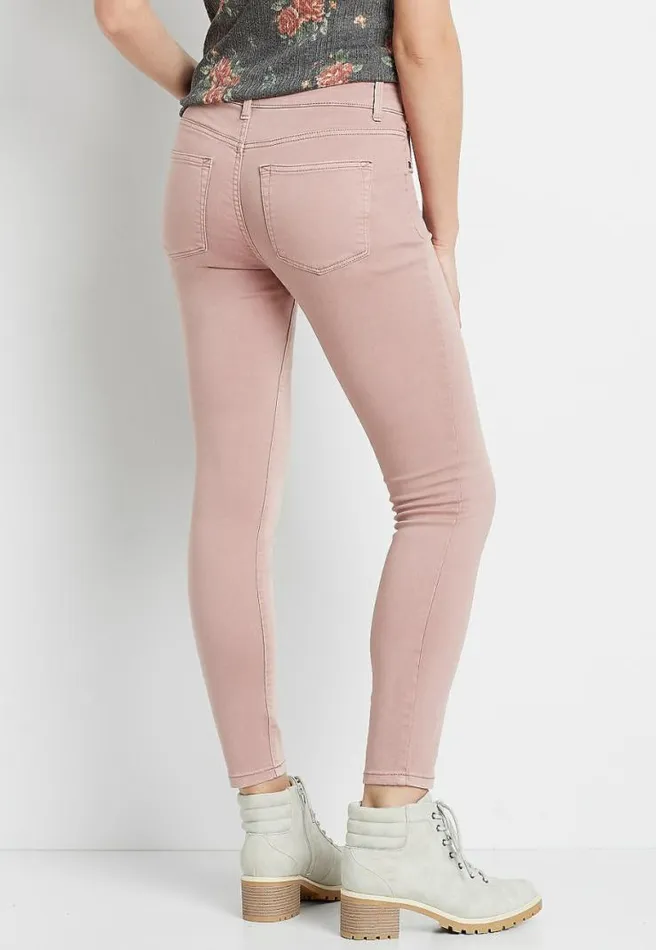 High Rise Pink Double Button Jegging Made With RepreveandReg Women Maurices Jeans