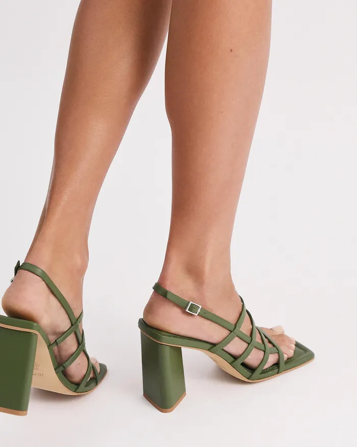HIGH SANDALS jomercer Women Delia high heel sandals moss green leather HIGH SANDALS jomercer Women Delia high heel sandals moss green leather
