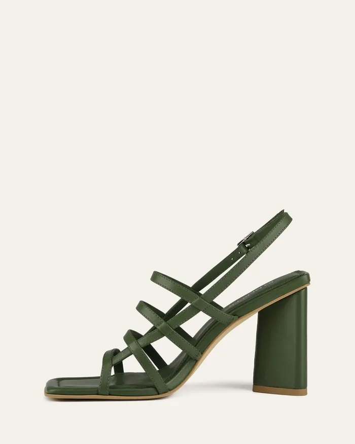 HIGH SANDALS jomercer Women Delia high heel sandals moss green leather HIGH SANDALS jomercer Women Delia high heel sandals moss green leather