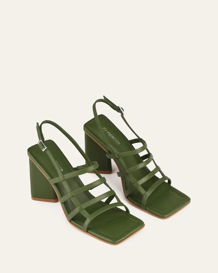 HIGH SANDALS jomercer Women Delia high heel sandals moss green leather HIGH SANDALS jomercer Women Delia high heel sandals moss green leather