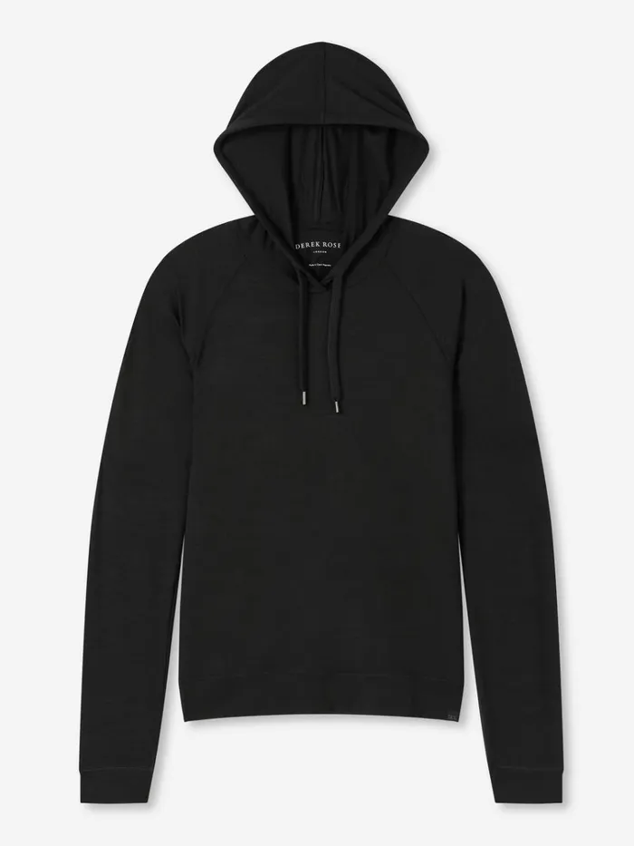 Hooded Tops Women Derek Rose Pullover Hoodie Basel Micro Modal Stretch Black