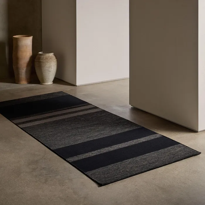 HOUSE James Perse Rugs Runners 35FT X 9FT Multi Stripe Runner Black Marleblackflint