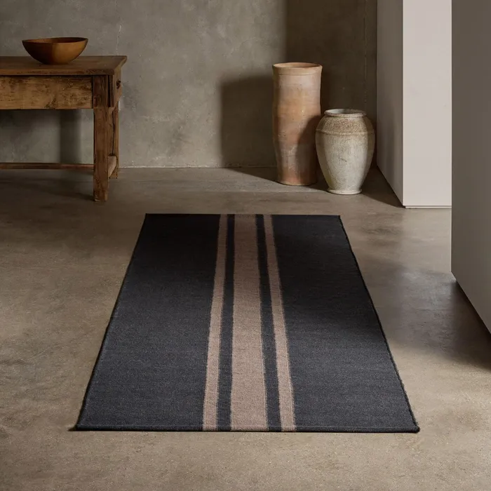 HOUSE James Perse Rugs Runners 35FT X 9FT Three Stripe Runner Anthracitemule