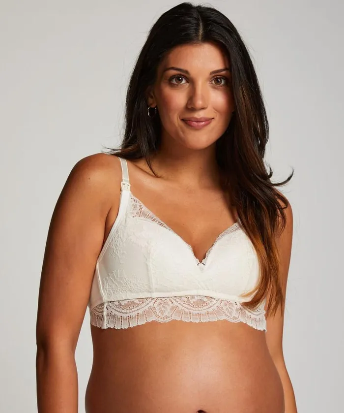 Hunkemller Gracie Padded NonWired Nursing Bra 8211 White White 8211 Women