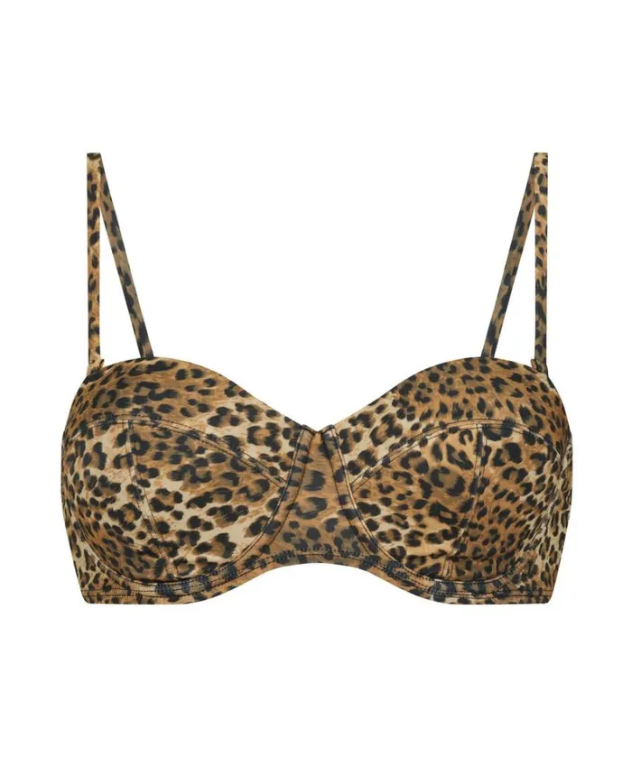 Hunkemller Leopard Padded Strapless PushUp Bikini Top 8211 Brown Brown 8211 Women Hunkemller Leopard Padded Strapless PushUp Bikini Top 8211 Brown Brown 8211 Women