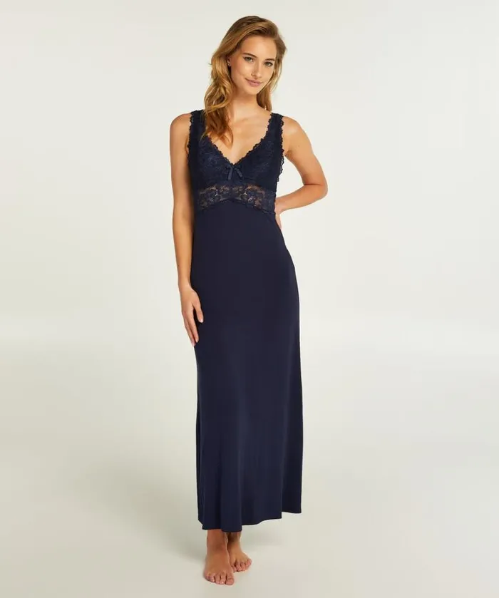 Hunkemller Nora Lace Long Slip Dress 8211 Blue Blue 8211 Women
