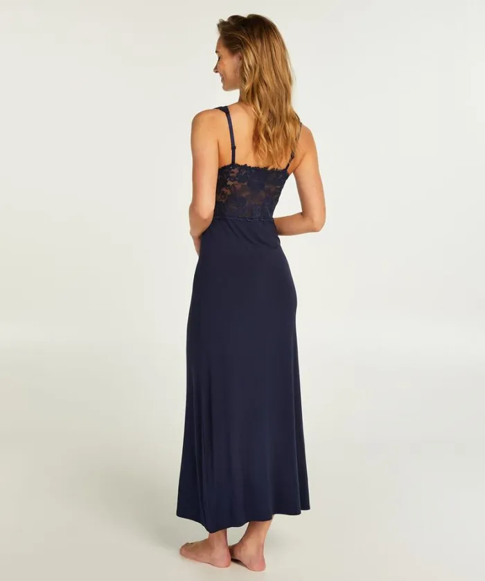 Hunkemller Nora Lace Long Slip Dress 8211 Blue Blue 8211 Women Hunkemller Nora Lace Long Slip Dress 8211 Blue Blue 8211 Women