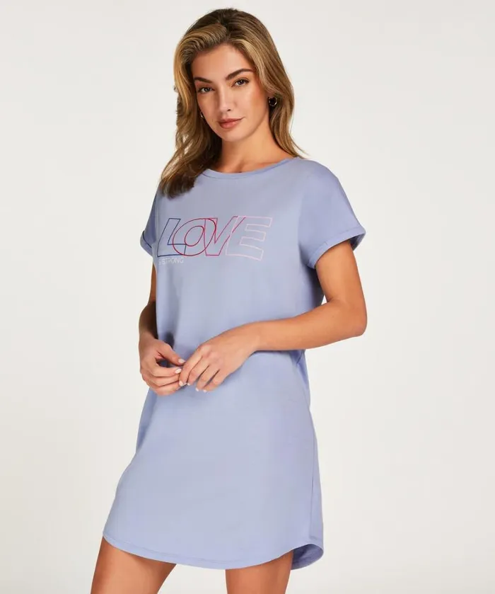 Hunkemller Round Neck Nightshirt 8211 Blue Blue 8211 Women