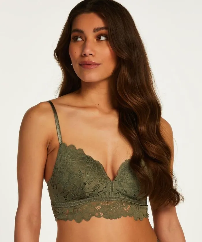 Hunkemller Shiloh Padded Longline NonUnderwired Bra 8211 Green Green 8211 Women