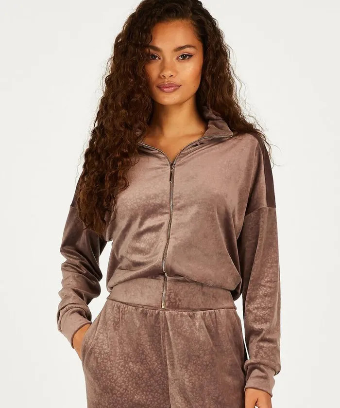 Hunkemller Velours Top 8211 Brown Brown 8211 Women