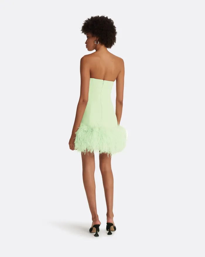 Icons Safiyaa Women Rowan Aloe FeatherTrimmed Short Dress Aloe