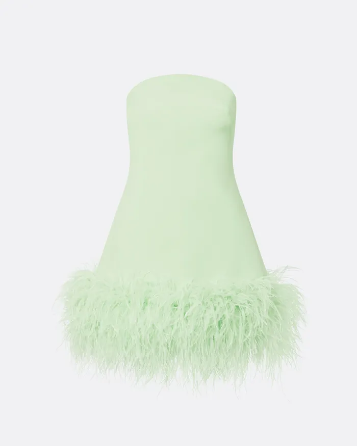 Icons Safiyaa Women Rowan Aloe FeatherTrimmed Short Dress Aloe