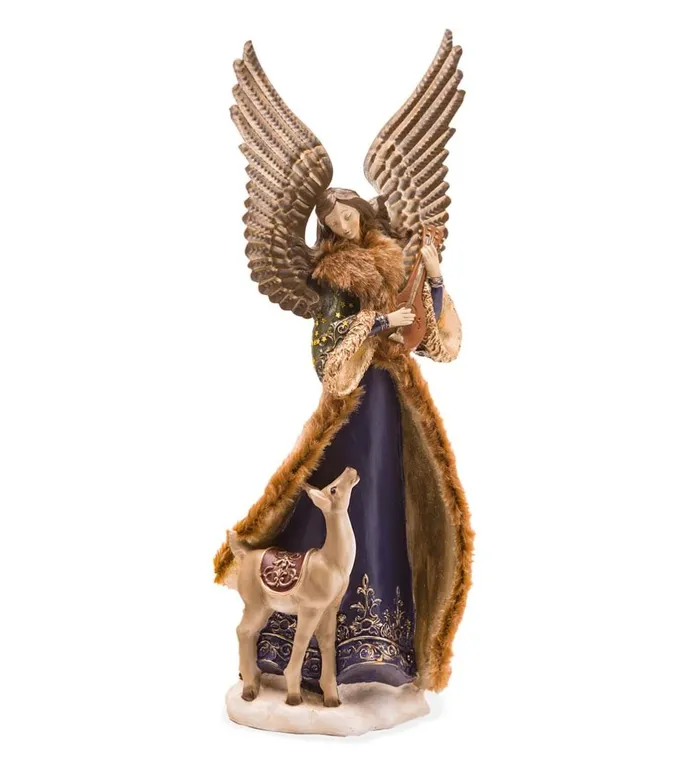 Indoor Living Angel In Long Green FauxFur Trimmed Coat With Deer Plow and Hearth Online