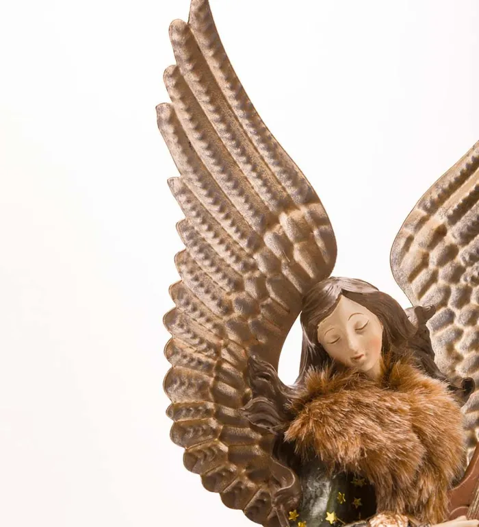 Indoor Living Angel In Long Green FauxFur Trimmed Coat With Deer Plow and Hearth Online
