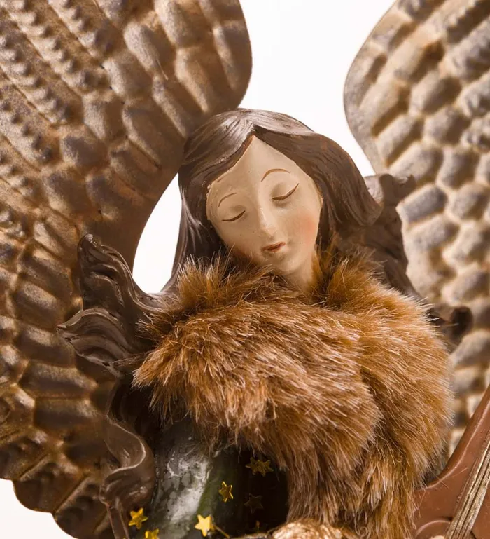 Indoor Living Angel In Long Green FauxFur Trimmed Coat With Deer Plow and Hearth Online