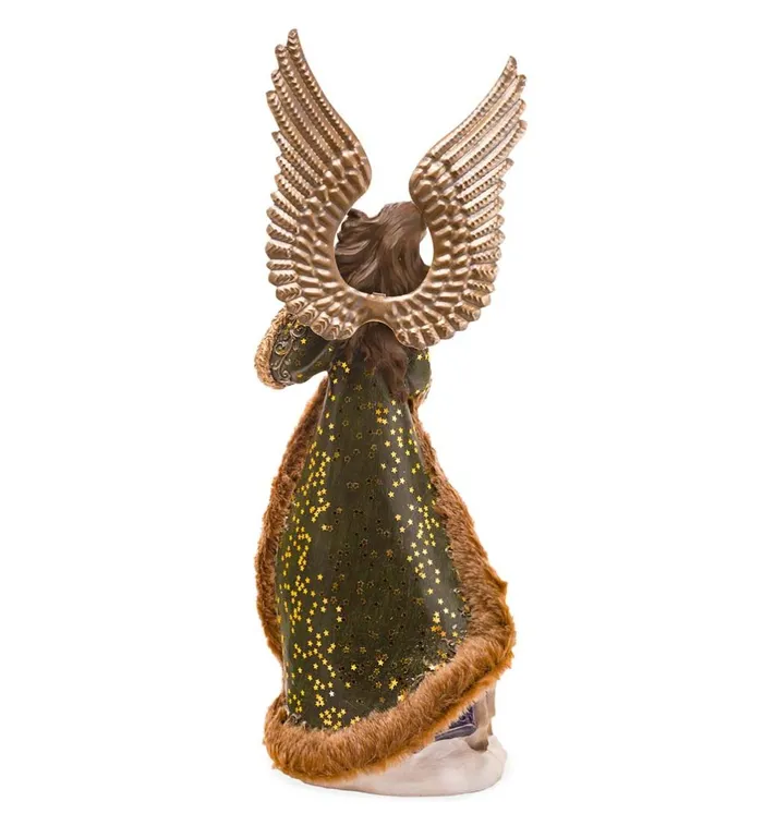 Indoor Living Angel In Long Green FauxFur Trimmed Coat With Deer Plow and Hearth Online